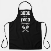Personalisierter Typ mit dem Essen Schwarzes Grill Schürze (Vorderseite)