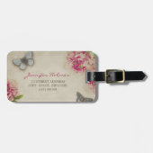 Personalisierter Umbau Vintager Paris-Pfingstrosen Gepäckanhänger (Vorderseite horizontal)