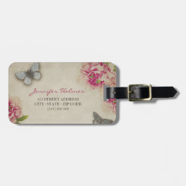 Personalisierter Umbau Vintager Paris-Pfingstrosen Gepäckanhänger