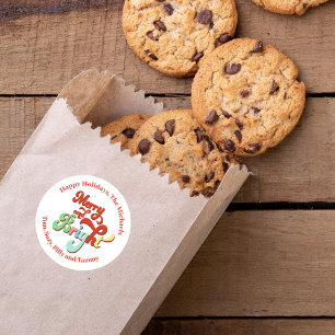 Personalisierter und heller Retro-Urlaub Runder Aufkleber