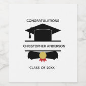 Personalisierter Uni-Abschluss Cap Diploma Weinetikett (Einzelnes Label)