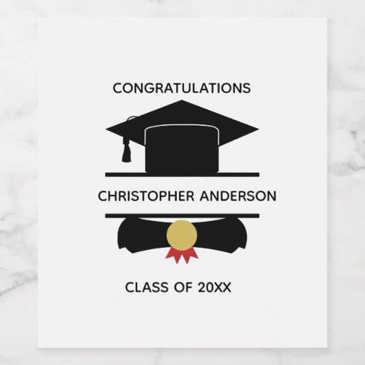Personalisierter Uni-Abschluss Cap Diploma Weinetikett (Einzelnes Label)