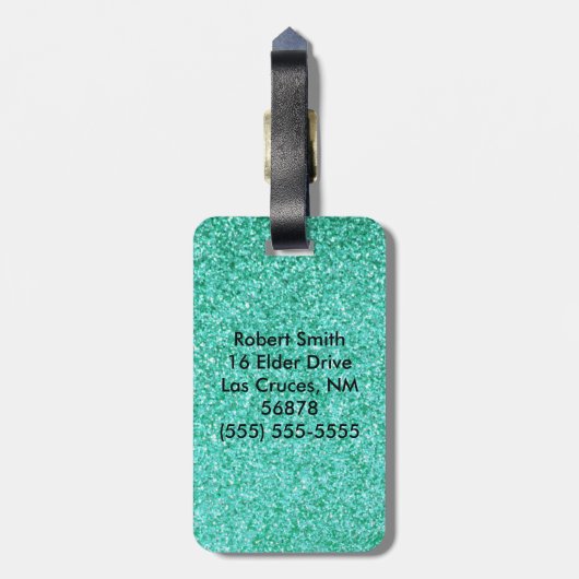 Personalisierter Unicorn-aquamariner Gepäckanhänger (Rückseite vertikal)