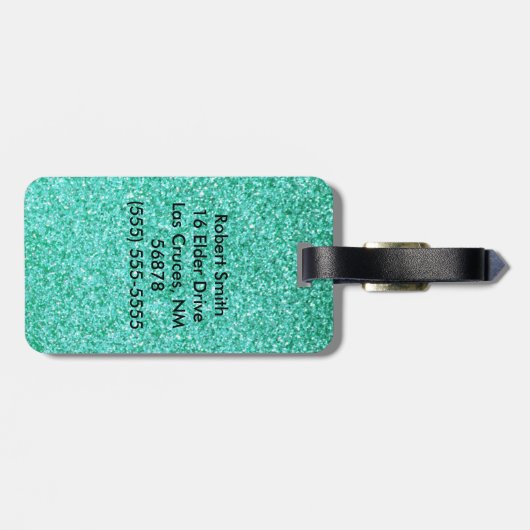 Personalisierter Unicorn-aquamariner Gepäckanhänger (Rückseite horizontal)