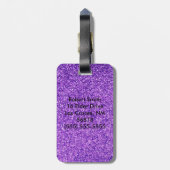 Personalisierter Unicorn-lila Glitzer-Gepäck-Umbau Gepäckanhänger (Rückseite vertikal)