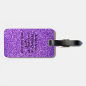 Personalisierter Unicorn-lila Glitzer-Gepäck-Umbau Gepäckanhänger (Rückseite horizontal)