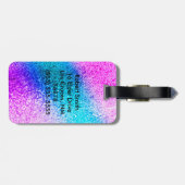 Personalisierter Unicorn Ombre Gepäckanhänger (Rückseite horizontal)