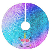 Personalisierter Unicorn Ombre Glitzer-Baum-Rock Polyester Weihnachtsbaumdecke (Vorderseite)