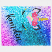 Personalisierter Unicorn Ombre Glitzer-FleeceThrow Fleecedecke (Vorderseite (Horizontal))