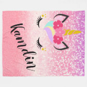 Personalisierter Unicorn Ombre Glitzer-FleeceThrow Fleecedecke (Vorderseite (Horizontal))