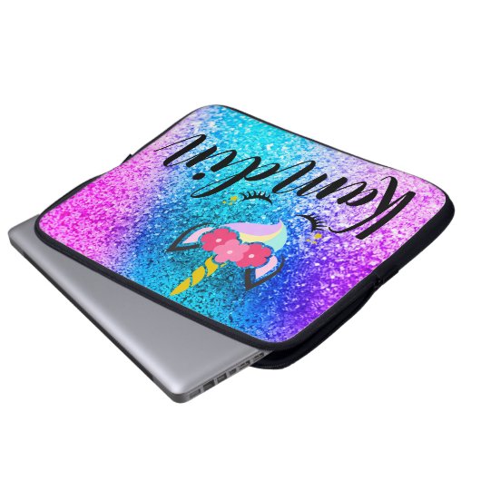 Personalisierter Unicorn Ombre Laptopschutzhülle (Vorne Knopf)