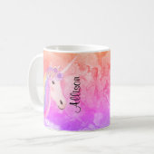 Personalisierter Unicorn-Regenbogen bunt Kaffeetasse (Vorderseite Links)