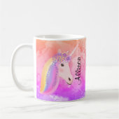 Personalisierter Unicorn-Regenbogen bunt Kaffeetasse (Links)
