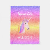 Personalisierter Unicorn Regenbogen Glitzer Nanas  Fleecedecke (Vorderseite)