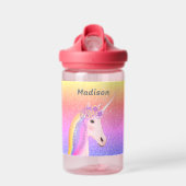 Personalisierter Unicorn Regenbogen Glitzer Sparkl Trinkflasche (Vorne)