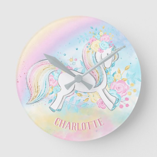 Personalisierter Unicorn scherzt Wand-Uhr Runde Wanduhr (Vorderseite)