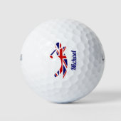 Personalisierter Union Jack Flag Golf Player Golfball (Vorderseite)