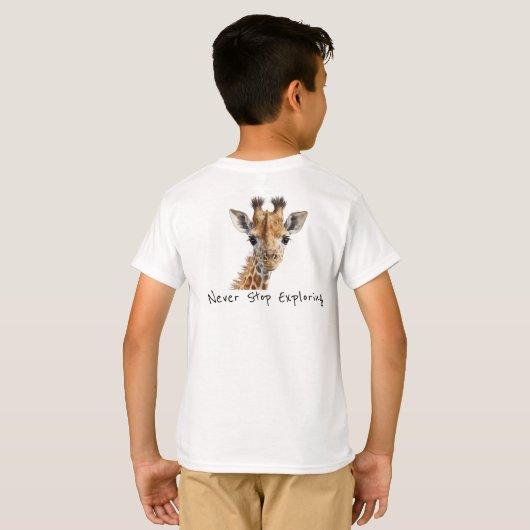 Personalisierter Unisex Giraffe T - Shirt für Kind (Schwarz voll)