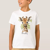 Personalisierter Unisex Giraffe T - Shirt für Kind (Vorderseite)