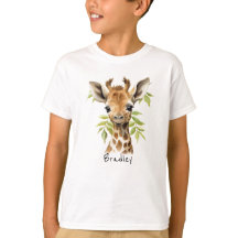 Personalisierter Unisex Giraffe T - Shirt für Kind