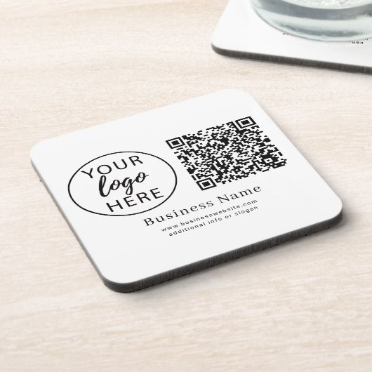Personalisierter Unternehmenslogo-QR-Code-Name Getränkeuntersetzer (Linke Seite)