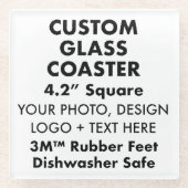 Personalisierter Untersetzer aus Edelglas mit Gumm (Vorderseite)