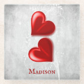 Personalisierter Untersetzer aus Rotkehlglas (Vorderseite)