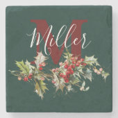 Personalisierter Untersetzer aus Stein und Beeren (Vorderseite)