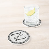 Personalisierter Untersetzer der Black Damask Mono (Seite)