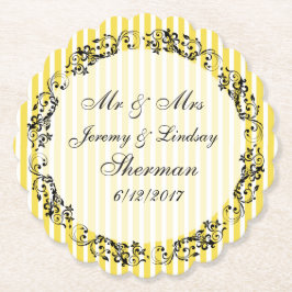 Personalisierter Untersetzer für gelbe Hochzeiten