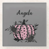 Personalisierter Untersetzer, Rosa und Schwarzer K Glasuntersetzer (Vorderseite)