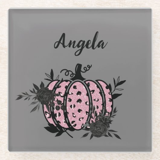 Personalisierter Untersetzer, Rosa und Schwarzer K Glasuntersetzer (Vorderseite)