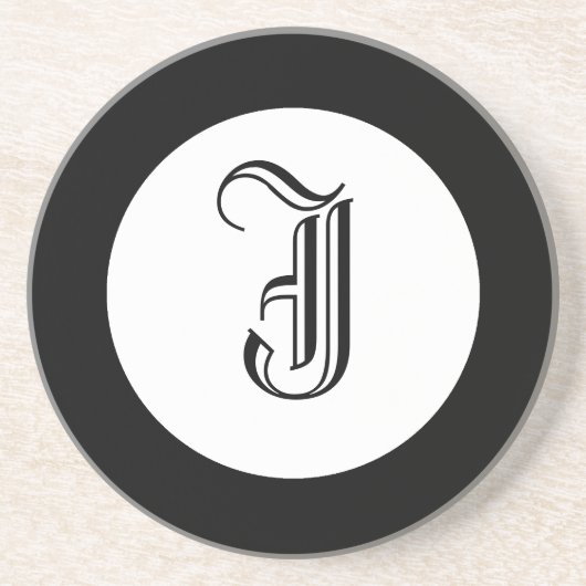 Personalisierter Untersetzer Schwarz-Weiß-Monogram (Vorne)