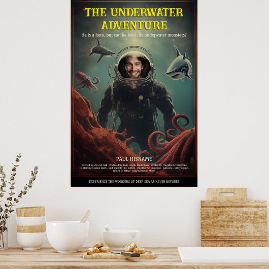 Personalisierter Unterwasserabenteuerfilm Poster (Küche)