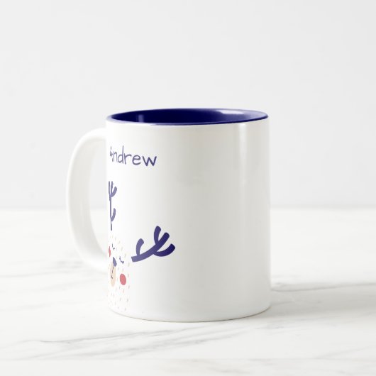 Personalisierter Urlaub mit Blauem und Weißen Pola Zweifarbige Tasse (Vorderseite Links)