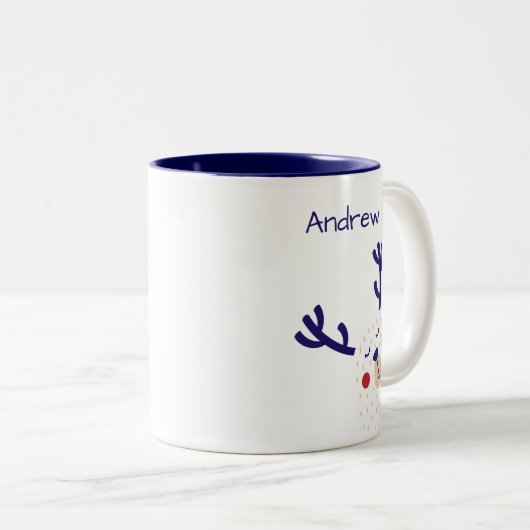 Personalisierter Urlaub mit Blauem und Weißen Pola Zweifarbige Tasse (VorderseiteRechts)