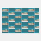 Personalisierter Urlaub wünscht, braun und blau Geschenkpapier Set (Vorderseite)