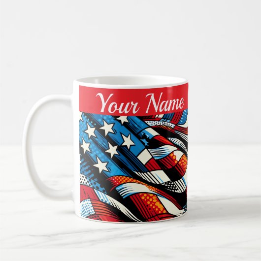 Personalisierter USA-Flaggen-Becher Kaffeetasse (Links)