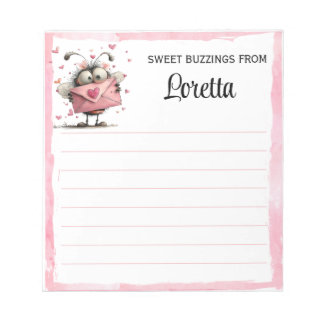 Personalisierter Valentins-Biene-Notizblock Notizblock