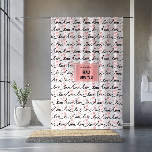 Personalisierter Valentins Shower Vorhang Rosa Sch