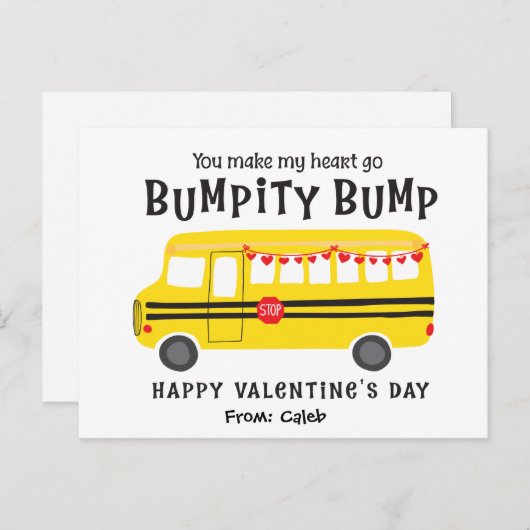 Personalisierter Valentinschulbus Postkarte (Vorne/Hinten)