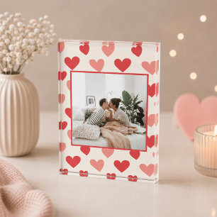Personalisierter Valentinsfoto-Herz-Acrylblock Fotoblock