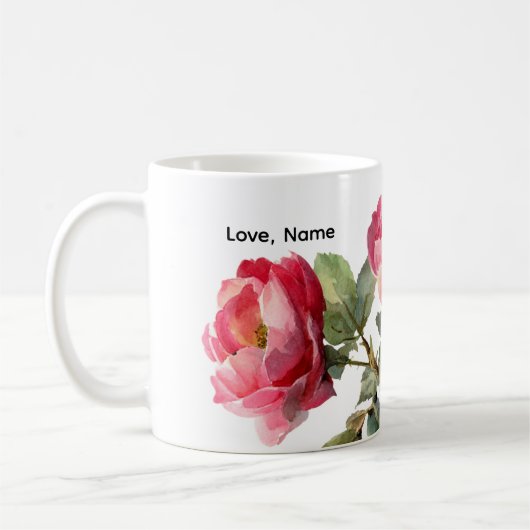 Personalisierter Valentinsrose-Klassikbecher Kaffeetasse (Links)