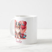 Personalisierter Valentinstag Australian Shepherd Kaffeetasse (Vorderseite Links)