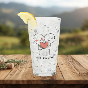 Personalisierter Valentinstag-Glasbecher für Paare Glas