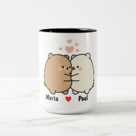 Personalisierter Valentinstag-Kaffeebecher mit süß Zweifarbige Tasse