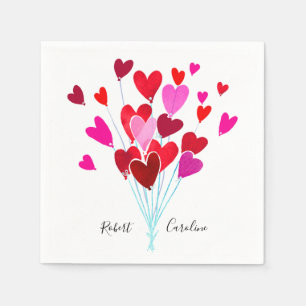 Personalisierter Valentinstag mit roten und rosafa Serviette
