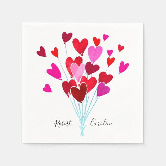 Personalisierter Valentinstag mit roten und rosafa Serviette (Vorderseite)