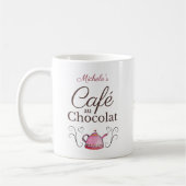 Personalisierter Valentinstag Pariser Café Kaffeetasse (Links)