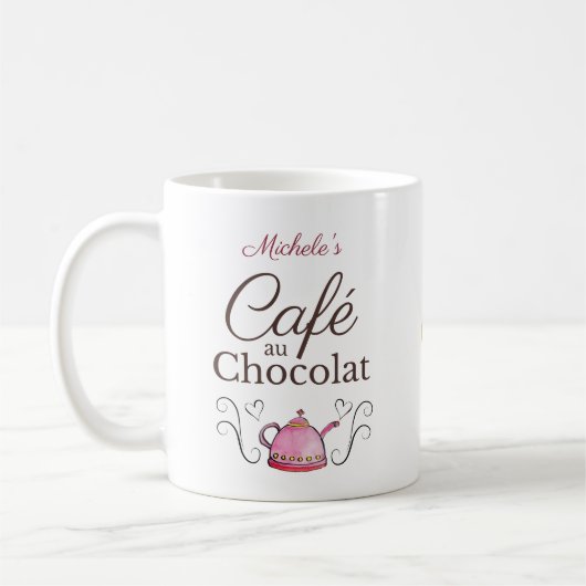Personalisierter Valentinstag Pariser Café Kaffeetasse (Links)